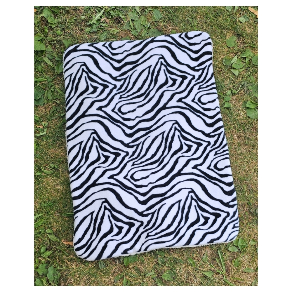 NEW! Black White Zebra Pet Mat - Medium - 3 Layers, Fleece Sherpa | Dog Cat Baby